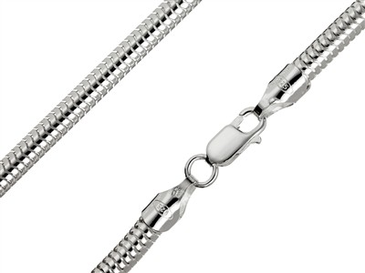 Catena Maglia Serpente Tonda 5 MM 50 Cm, Argento 925