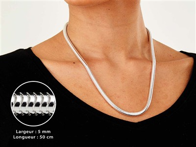 Catena Maglia Serpente Tonda 5 MM 50 Cm, Argento 925 - Immagine Standard - 3