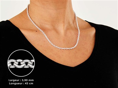 Catena A Maglie Forzate 3,9 Mm, 45 Cm, Argento 925 - Immagine Standard - 3