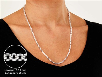 Catena A Maglia Forzatina 3,9 Mm, 55 Cm, Argento 925 - Immagine Standard - 3