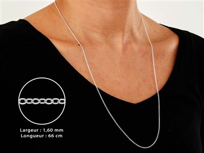 Catena A Maglie Forzate 1,6 Mm, 66 Cm, Argento 925 - Immagine Standard - 3