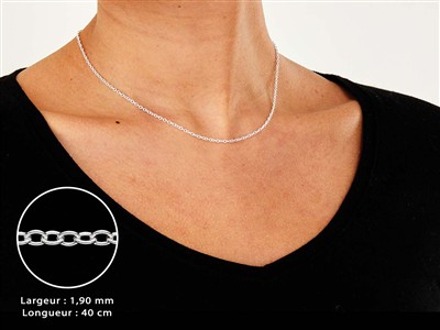 Catena A Maglie Forzat 1,9 Mm, 40 Cm, Argento 925 - Immagine Standard - 3