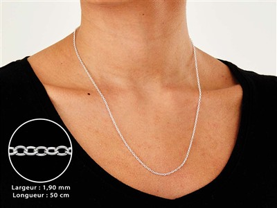 Catena A Maglie Forzate 1,9 Mm, 50 Cm, Argento 925 - Immagine Standard - 3