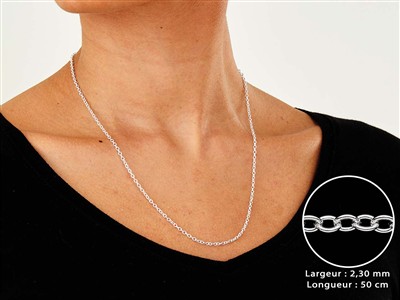 Catena A Maglie Forzate 2,3 Mm, 50 Cm, Argento 925 - Immagine Standard - 3