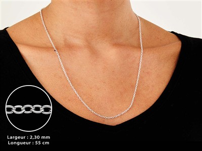 Catena A Maglie Forzate 2,3 Mm, 55 Cm, Argento 925 - Immagine Standard - 3
