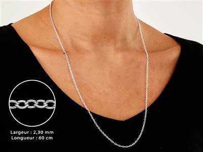 Catena A Maglie Forzat 2,3 Mm, 60 Cm, Argento 925 - Immagine Standard - 3