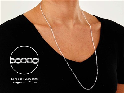 Catena A Maglie Forzate 2,3 Mm, 71 Cm, Argento 925 - Immagine Standard - 3