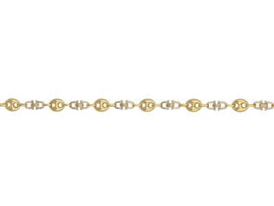 Catena Fantasia Alternata, Grano Dicaff Da 9,70 Mm, Staffa Da 7,10 M M, Oro Bicolore 18 Carati