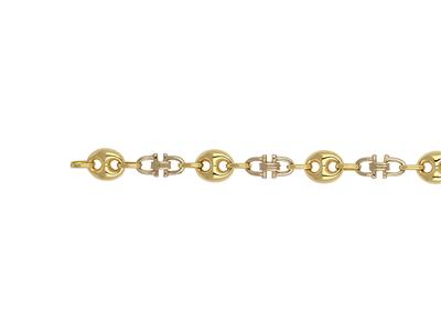Catena Fantasia Alternata, Grano Dicaff} Da 9,70 Mm, Staffa Da 7,10 M M, Oro Bicolore 18 Carati - Immagine Standard - 2