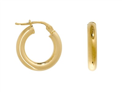 Orecchini Cerchio Tubo Tondo 2 Mm, Diametro Interno 10 Mm, Oro Giallo 14 Kt - Immagine Standard - 1