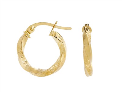 Orecchini Cerchio Tubo Torsionato 2,30 Mm, Diametro Interno 10 Mm, Orogiallo 14 Kt