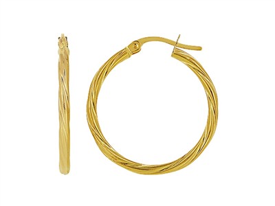 Orecchini Cerchio Tubo Intrecciato 2 Mm, Diametro Interno 20 Mm, Oro Giallo 14 Kt - Immagine Standard - 1
