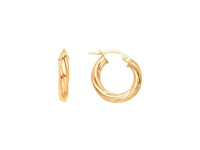 Orecchini Cerchio Tubo Intrecciato 3 Mm, Diametro Interno 10 Mm, Oro Giallo 14 Kt - Immagine Standard - 1