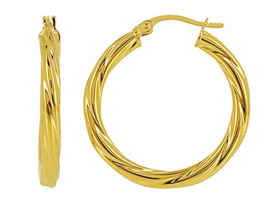 Orecchini Cerchio Tubo Intrecciato 3 Mm, Diametro Interno 20 Mm, Oro Giallo 14 Kt - Immagine Standard - 1