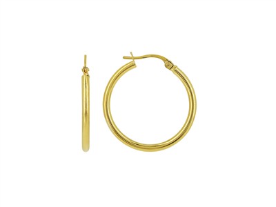 Orecchini Cerchio Tubo Tondo 2 Mm, Diametro Interno 20 Mm, Oro Giallo 14 Kt - Immagine Standard - 1