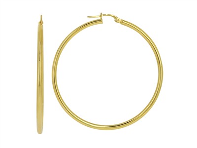 Orecchini Cerchio Tubo Tondo 2 Mm, Diametro Interno 40 Mm, Oro Giallo 14 Kt - Immagine Standard - 1