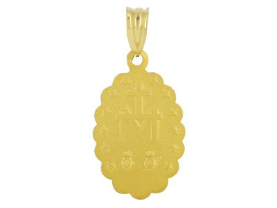 Medaglia Vergine Maria 21 X 15 Mm, Bordo Smerlato, Oro Giallo 18 Ct. - Immagine Standard - 2