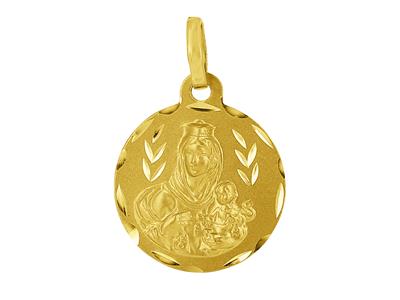 Medaglia Vergine Scapolare 16 Mm, Bifacciale, Oro Giallo 18 Ct.