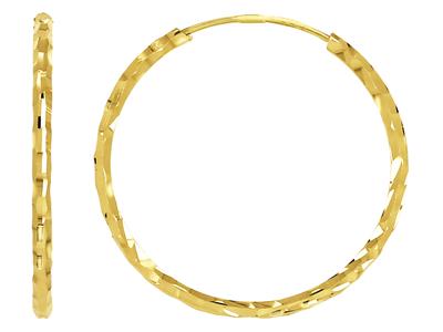 Orecchini A Cerchio Cesellati, Tubo Flessibile 1,4 Mm, Diametro Interno 20 Mm, Oro Giallo 18 Ct.