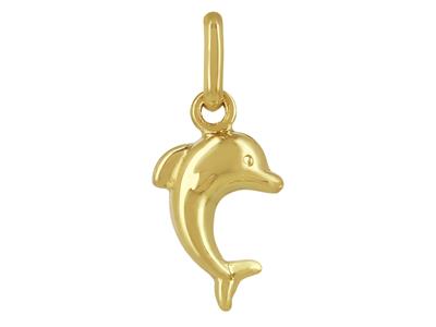 Ciondolo A Forma Di Delfino, 10 X 7 Mm, Oro Giallo 18 Carati