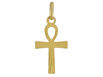 Ciondolo, Piccola Croce Egizia Piatta, 17 Mm, Oro Giallo 18 Ct. - Immagine Standard - 1