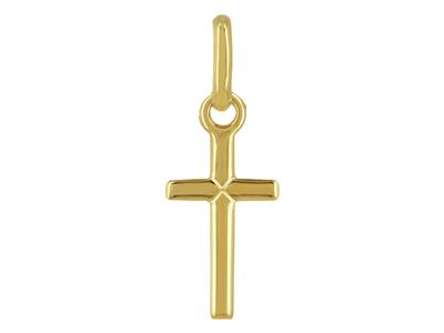 Ciondolo A Forma Di Croce Tubolare, 10 X 6 Mm, Oro Giallo 18 Carati