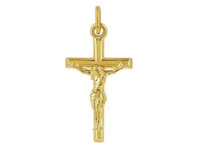 Ciondolo Croce Tubolare Con Cristo, 25 Mm, Oro Giallo 18 Ct. - Immagine Standard - 1