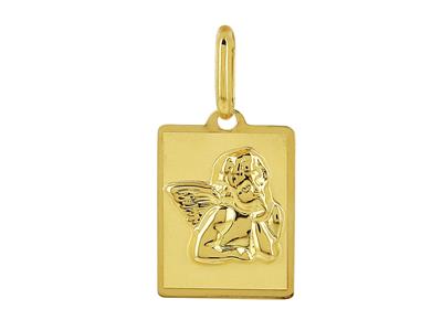 Charm Angelo Rettangolo, 12 X 10 Mm, Oro Giallo 18 Carati