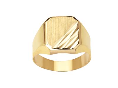 Chevalière Quadrata Liscia 2 Linee 14 Mm, Oro Giallo 18 Ct, Dito 61 Chiuso