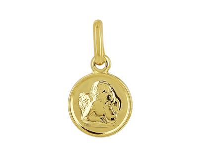 Medaglia Angelo 8 Mm, Oro Giallo 18 Carati - Immagine Standard - 1