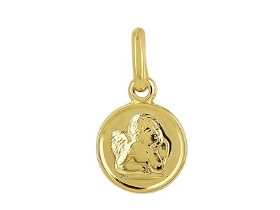 Medaglia Angelo 8 Mm, Oro Giallo 18 Carati