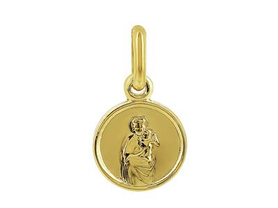 Medaglia Di San Cristoforo 8 Mm, Oro Giallo 18 Carati