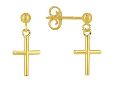 Orecchini A Croce, 11 Mm, Oro Giallo 18 Carati - Immagine Standard - 1