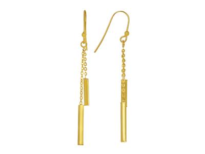 Orecchini Pendenti, Tubo Graduato Di 2 MM Su Catena, Oro Giallo 18 Ct. - Immagine Standard - 1