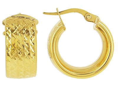 Orecchini A Cerchio, Tubo Ovale 8 MM Intrecciato, Diametro Interno 10 Mm, Oro Giallo 18 Ct. - Immagine Standard - 1