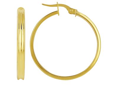 Orecchini A Cerchio 12 Fascia 3 Mm, Diametro Interno 25 Mm, Oro Giallo 18 Ct.