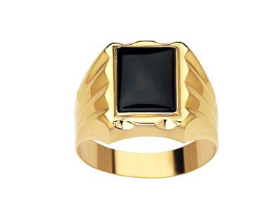 Anello Sigillo Rettangolare Con Onice 15 Mm, Oro Giallo 18k, Dito 58 Chiuso - Immagine Standard - 1