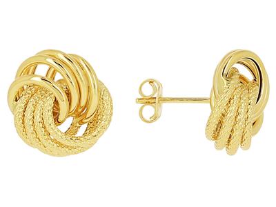 Orecchini Rosetta Cerchi Rigati/lisci 14 Mm, Oro Giallo 750 - Immagine Standard - 1