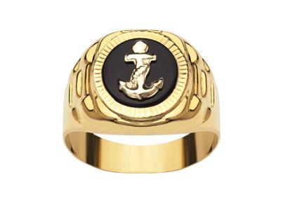 Anello Sigillare Ovale In Onice Conancora Da 16 Mm, Oro Giallo 18 Car Ati, Dito 58 - Immagine Standard - 1