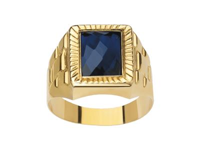 Grande Anello Con Sigillo In Ossido Blu 16 Mm, Oro Giallo 18 Ct, Dito 58 Chiuso