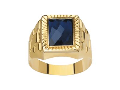 Anello Sigillato Grande In Ossido Blu Da 16 Mm, Oro Giallo 18k, Misura62 - Immagine Standard - 1