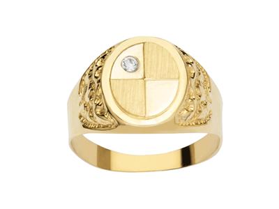 Anello Ovale Con Zirconi Bianchi 15 Mm, Oro Giallo 18 Ct, Dito 56 Chiuso