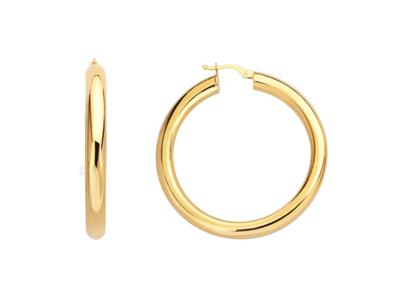 Orecchini A Cerchio, Tubo Rotondo 5 Mm, Diametro Interno 35 Mm, Oro Giallo 18 Ct. - Immagine Standard - 1