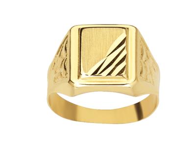 Anello Con Mezza Cesura Quadrata 15 Mm, Oro Giallo 18 Ct, Dito 58 Chiuso - Immagine Standard - 1