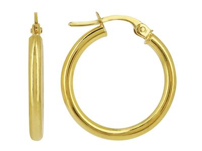 Orecchini A Cerchio, Tubo Rotondo Liscio 2 Mm, Diametro Interno 15 Mm, Oro Giallo 18 Ct. - Immagine Standard - 1