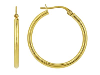 Orecchini A Cerchio, Tubo Rotondo Liscio 2 Mm, Diametro Interno 20 Mm, Oro Giallo 18 Ct. - Immagine Standard - 1