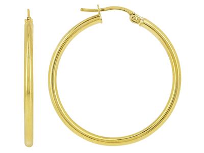 Orecchini A Cerchio, Tubo Rotondo Liscio 2 Mm, Diametro Interno 25 Mm, Oro Giallo 18 Ct. - Immagine Standard - 1