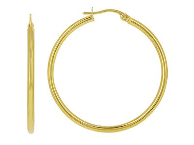 Orecchini A Cerchio, Tubo Rotondo Liscio 2 Mm, Diametro Interno 30 Mm, Oro Giallo 18 Ct. - Immagine Standard - 1