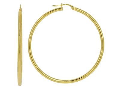 Orecchini A Cerchio, Tubo Rotondo Liscio 2 Mm, Diametro Interno 40 Mm, Oro Giallo 18 Ct. - Immagine Standard - 1