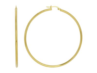 Orecchini A Cerchio, Tubo Rotondo Liscio 2 Mm, Diametro Interno 50 Mm, Oro Giallo 18 Ct. - Immagine Standard - 1